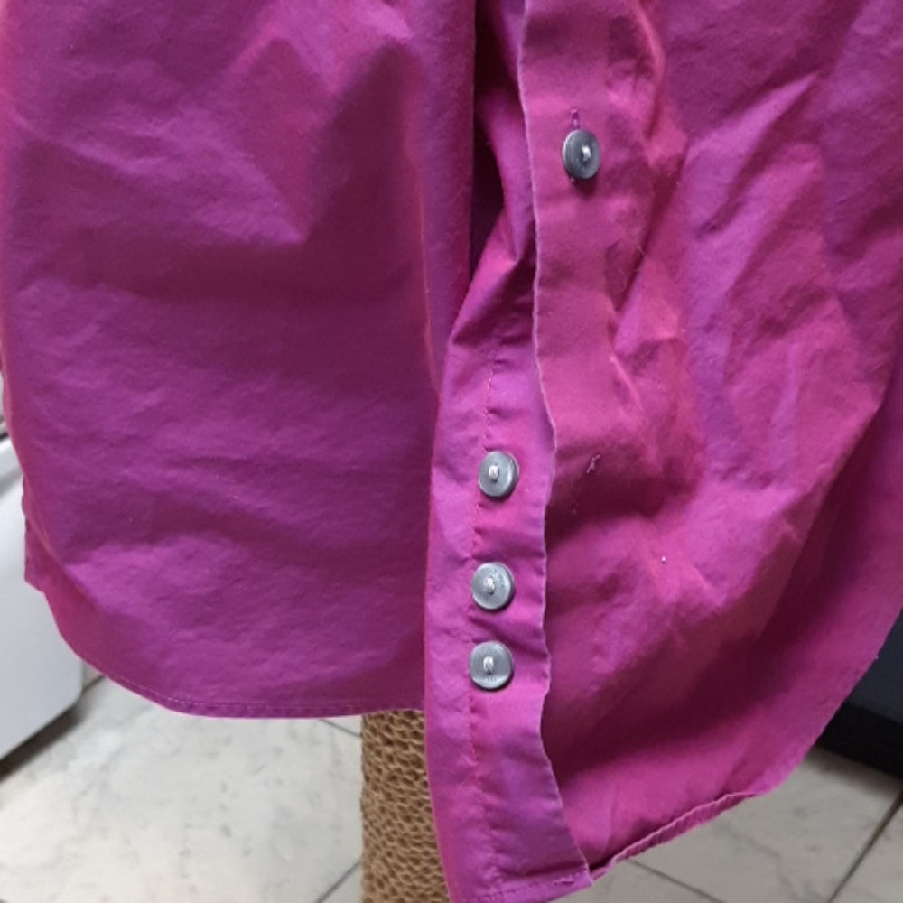 Womens Shirt Sz Plus 16 Button down long sleeve Blouse Purple Plum Long Sleeve